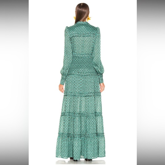 ALEXIS Margeaux Silk Maxi Green Floral Dress S - Picture 7 of 8